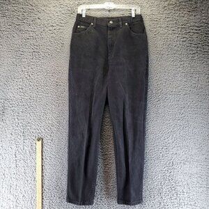 Lee Jeans Womens Size 14 Black Denim High-Waisted Relaxed Fit Tapered Legs USA